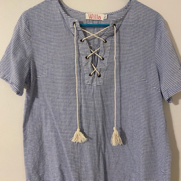 3for$20 striped lace up top - Picture 2 of 5